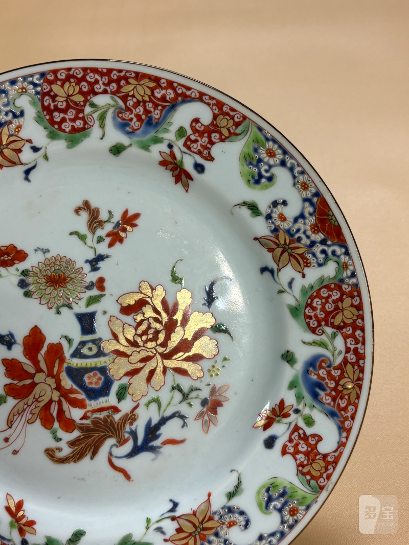 清雍正 粉彩博古花卉图盘 - 图4